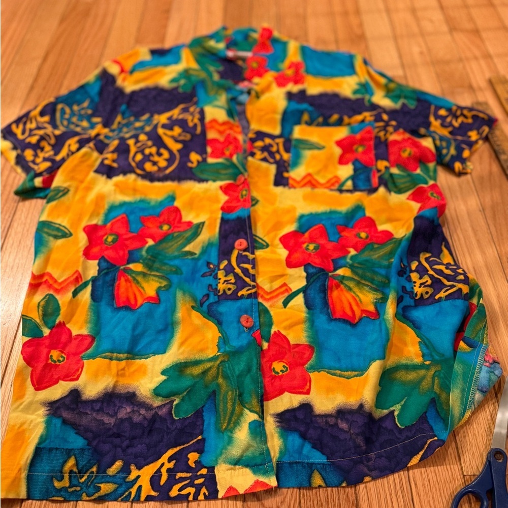 VTG Saint Germain Vibrant Floral Hawaiian Shirt